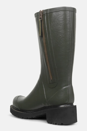 Mid Rubber Boot with Zip - Army