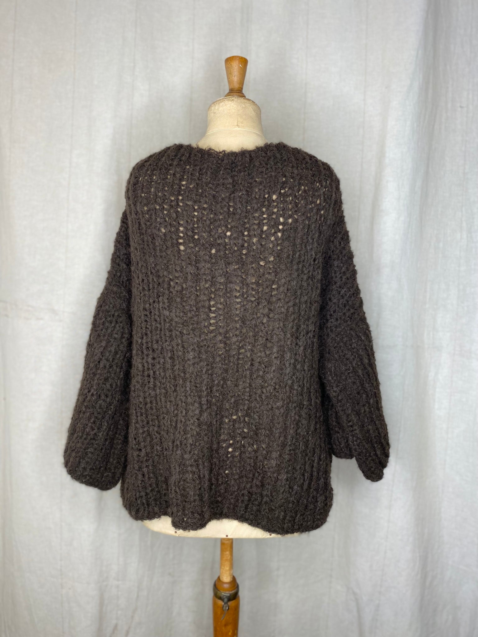 Alpaca Brioche Handknit V-Neck Sweater