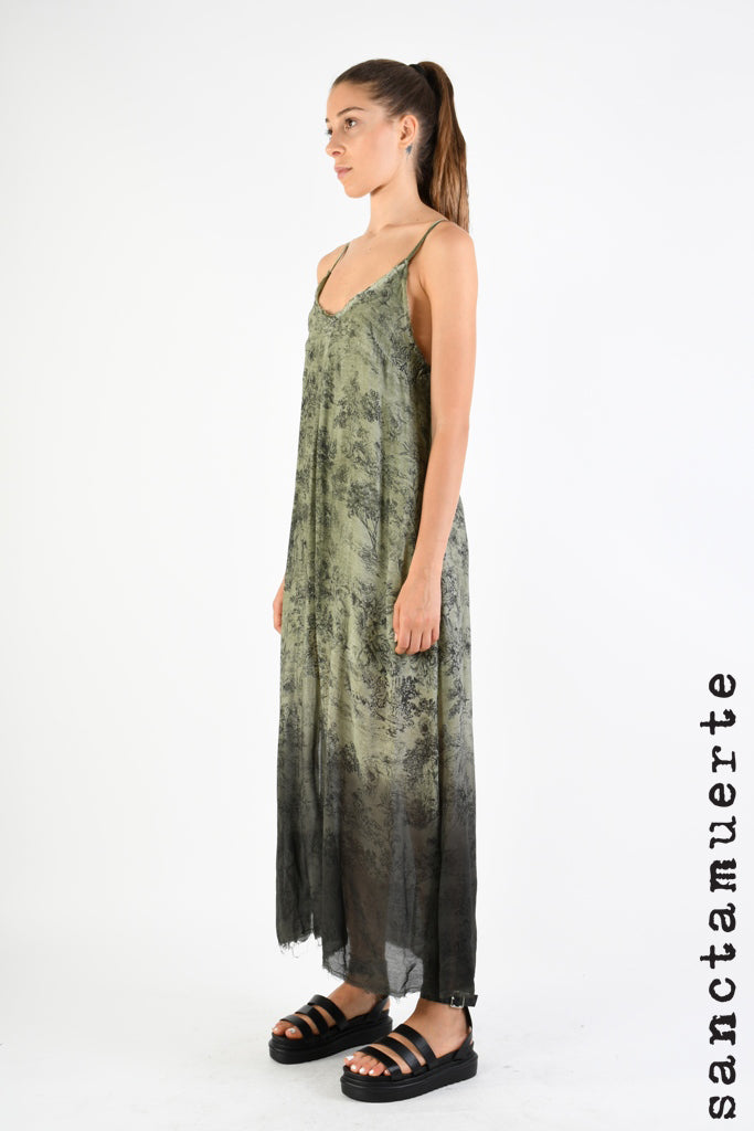 Slip Dress 258 - Olive Toile Print