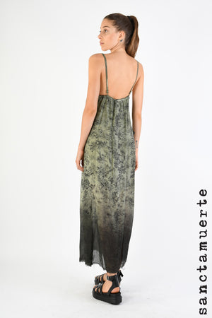 Slip Dress 258 - Olive Toile Print