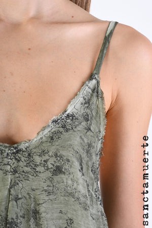 Slip Dress 258 - Olive Toile Print