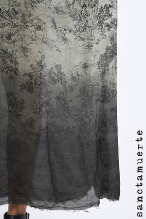 Slip Dress 258 - Olive Toile Print