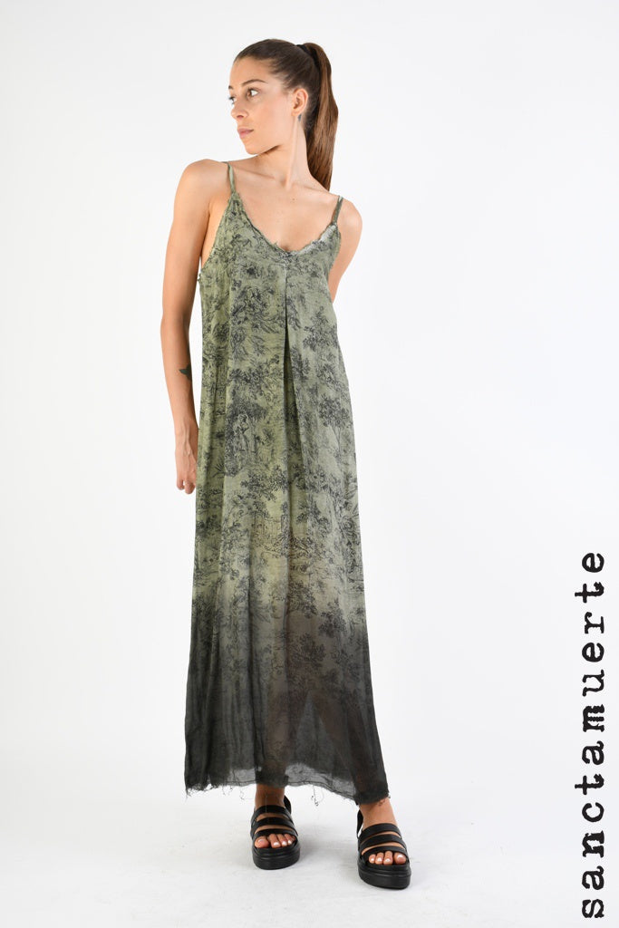 Slip Dress 258 - Olive Toile Print