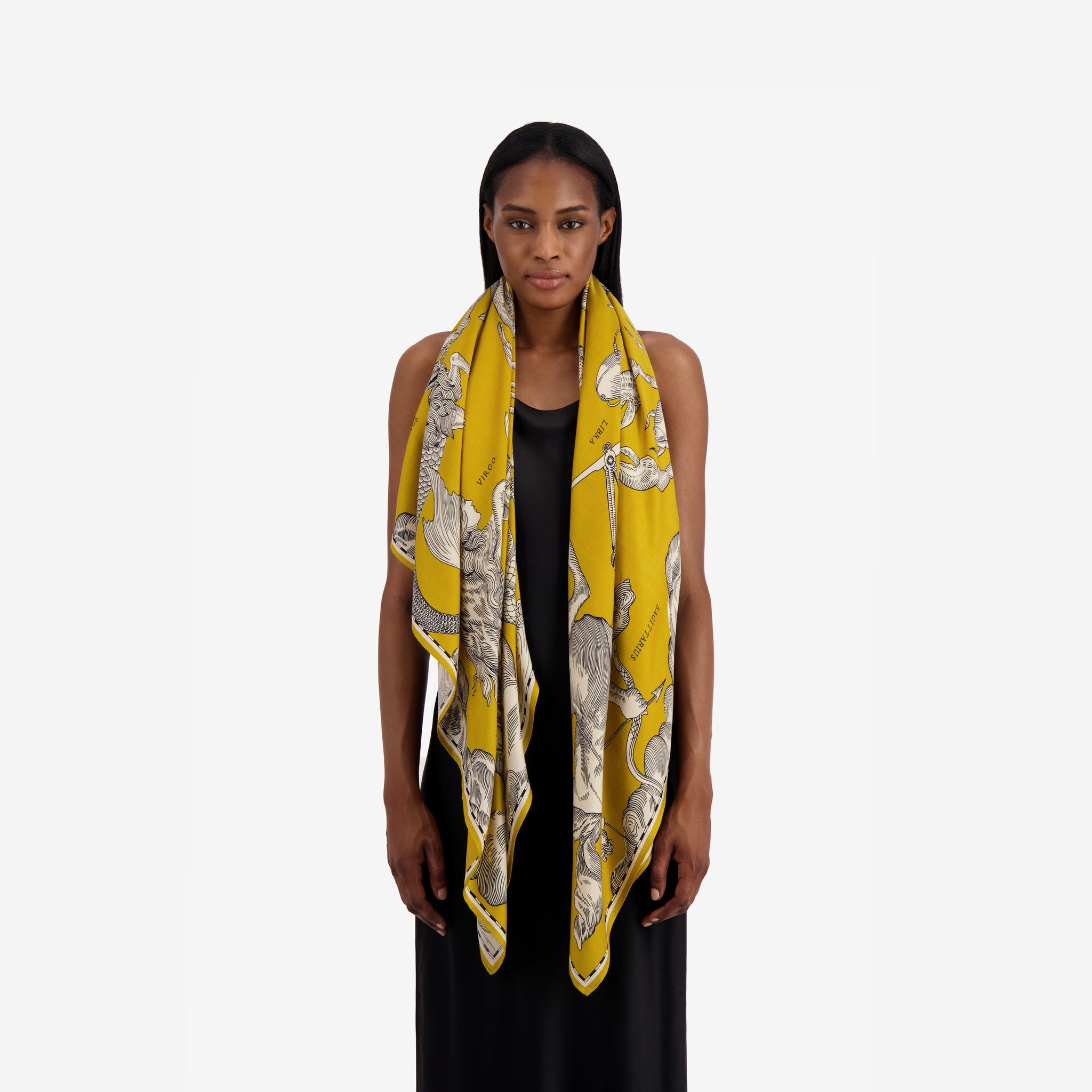 Astrologie Yellow Square Silk/Modal Scarf