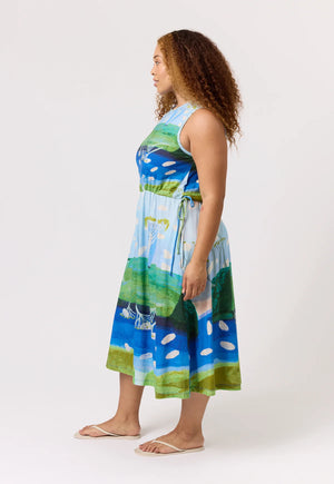 Lidia Tie Dress - Lagoon