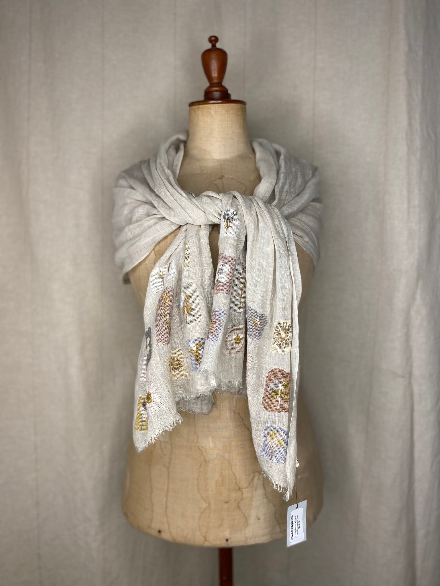 Cobille/Pierres & Chaux Linen Embroidered Stole