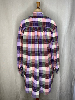 Linen Pintuck Shirt w Collar - Lilac Multi
