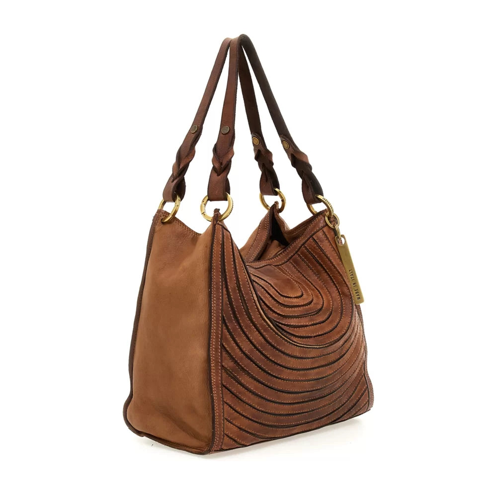 Anna Lines Medium Shopping Bag - Cognac