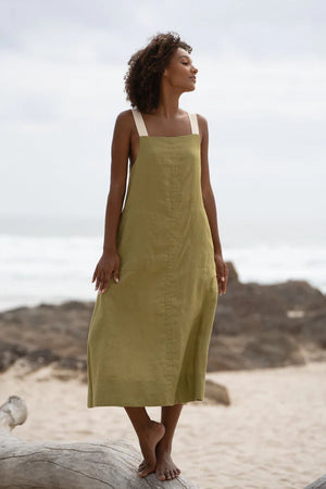 Remi Linen Dress - Olive