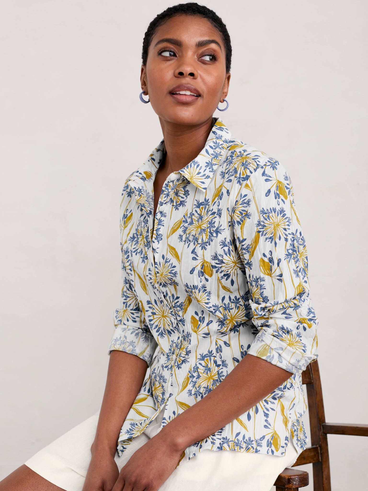 Larissa Shirt - Agapanthus Lino Chalk