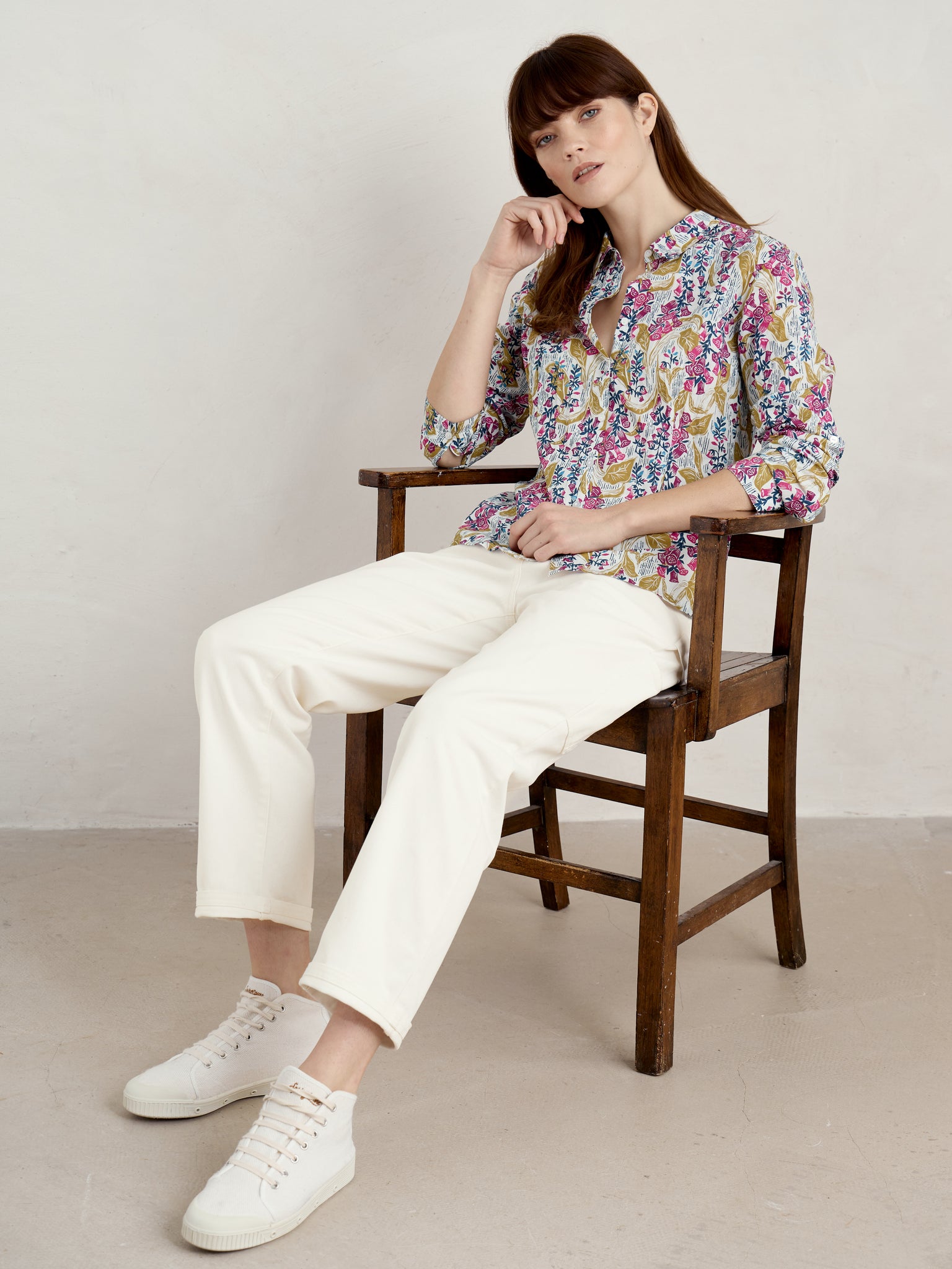 Larissa Shirt - Lino Foxglove Chalk