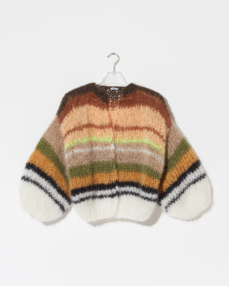 Striped Bomber Mohair Cardigan - Neon Country