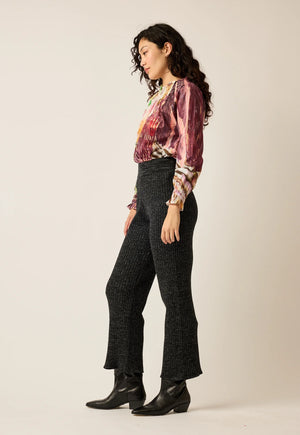 Naho Rib Pants - Black Melange