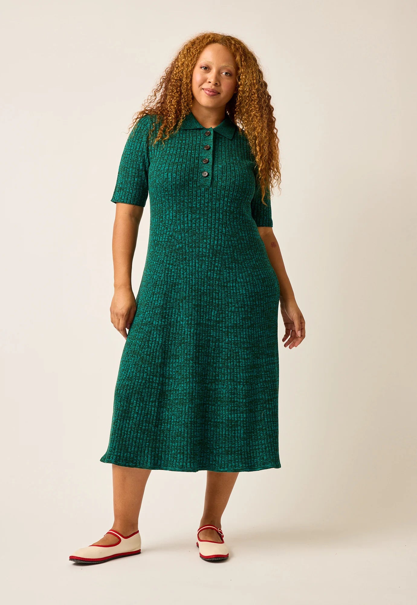 Simona Rib Dress - Jade