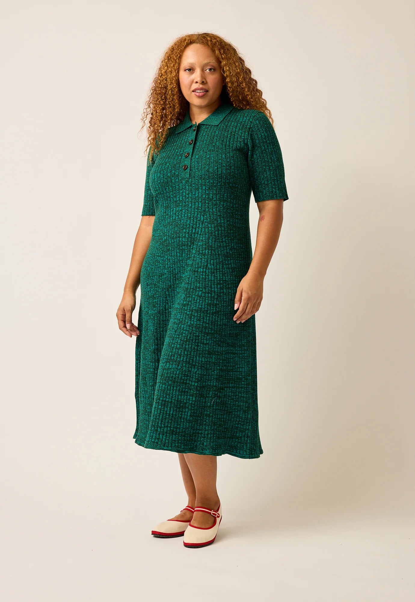 Simona Rib Dress - Jade