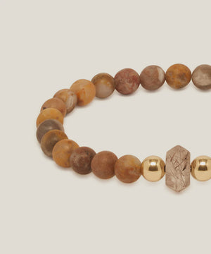 Warrior Bracelet w Black Rutilated Quartz & Gobi Desert Agate