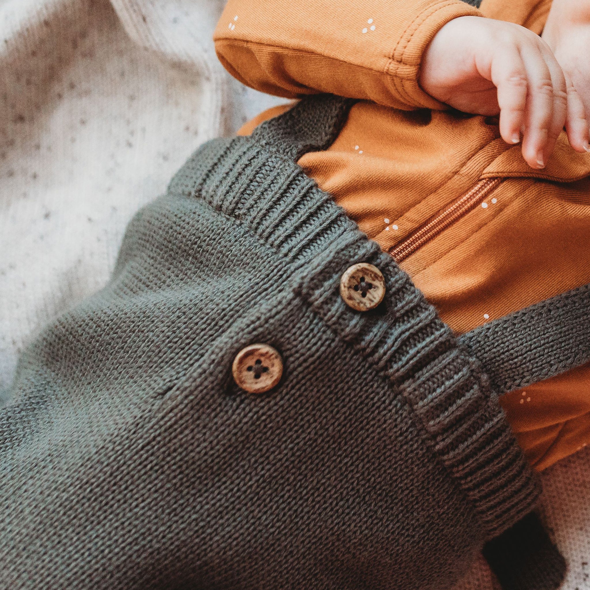 Cotton Knit Dungarees - Moss